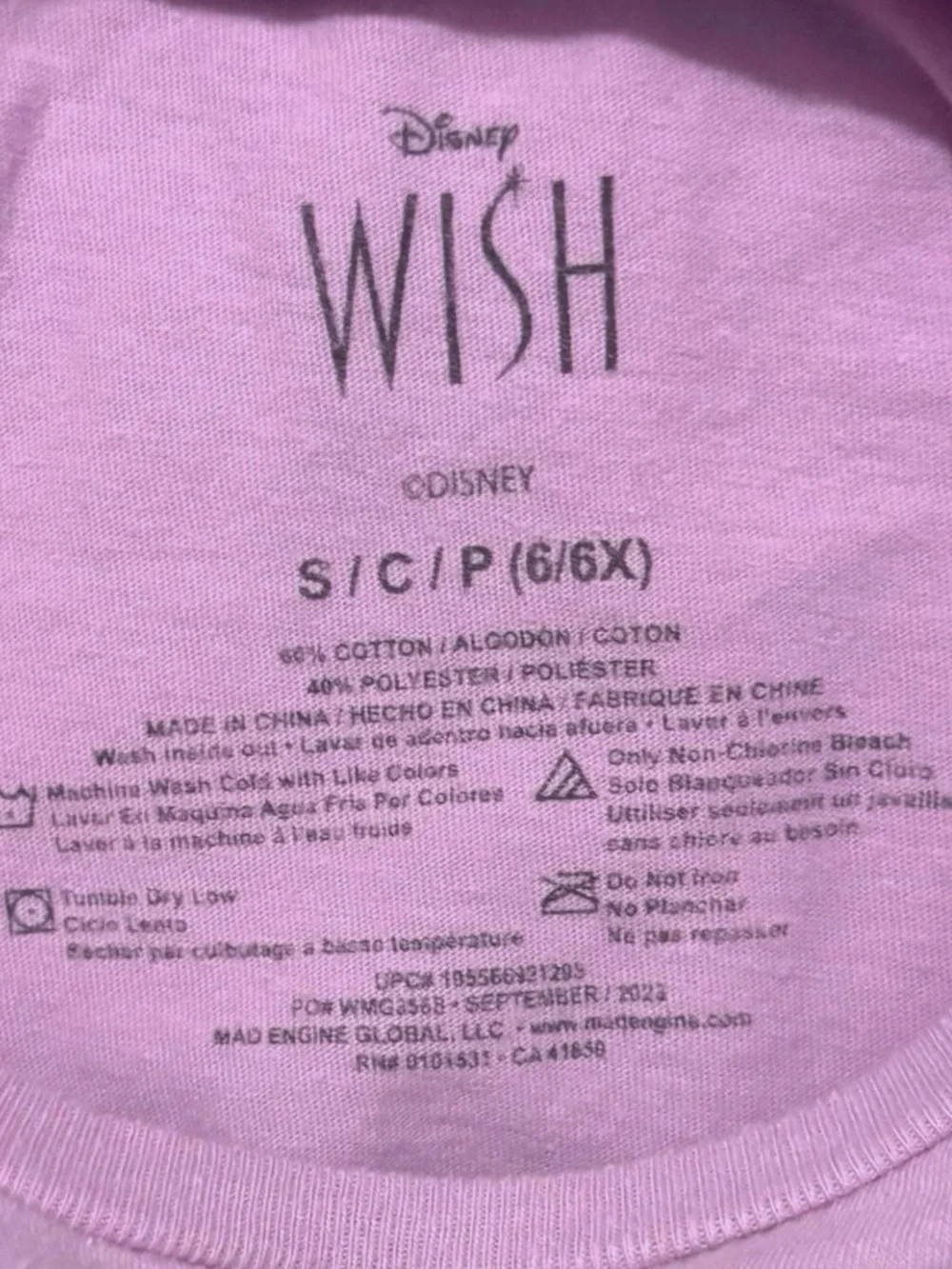 Disney Wish Tee + Lavender Gingham Shorts Outfit – Girls Small 6/6X & 6–7